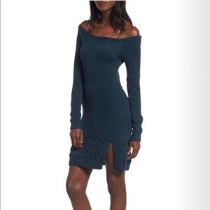 Falling Free Knit Off Shoulder Sweater Dress